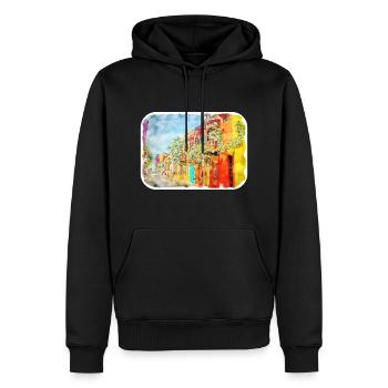 Cartagena Kolumbien Aquarell Skizze Gezeichnet Illustr - Männer Premium Bio Hoodie - Schwarz - Vorne - Nico (187cm)
