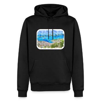 Kroatien Aquarellskizze Handgezeichnete Illustration - Männer Premium Bio Hoodie - Schwarz - Vorne - Nico (187cm)