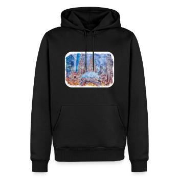 Chicago USA Aquarell Skizze gezeichnete Illustration - Männer Premium Bio Hoodie - Schwarz - Vorne - Nico (187cm)