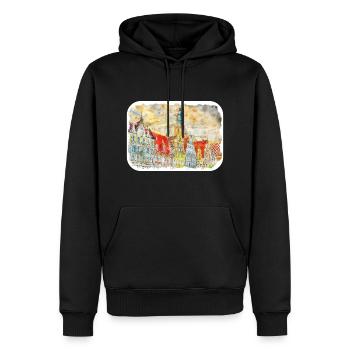 Pologne Repère Aquarelle Esquisse Dessin de peinture - Sweat à capuche Premium bio Homme - noir - Devant - Nico (187cm)