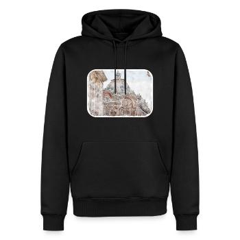 Bucarest Roumanie Aquarelle Sketch Illustration - Sweat à capuche Premium bio Homme - noir - Devant - Nico (187cm)