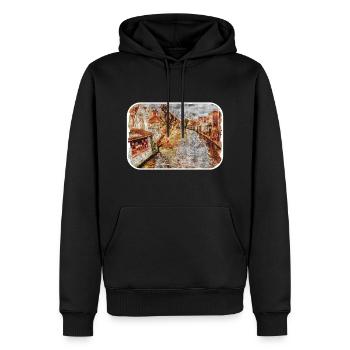 Bruges Belgique Aquarelle Esquisse Illustration - Sweat à capuche Premium bio Homme - noir - Devant - Nico (187cm)