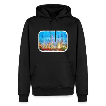 Esquisse d’aquarelle de Chine Illustration dessinée à la main - Sweat à capuche Premium bio Homme - noir - Devant - Nico (187cm)