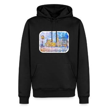 Allemagne Aquarelle Esquisse Dessinée à la main Illustration - Sweat à capuche Premium bio Homme - noir - Devant - Nico (187cm)