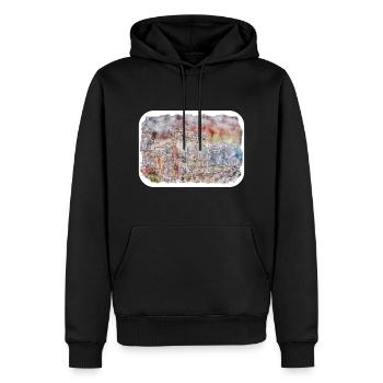 Rom Italien Aquarellskizze Gezeichnete Illustration - Männer Premium Bio Hoodie - Schwarz - Vorne - Nico (187cm)