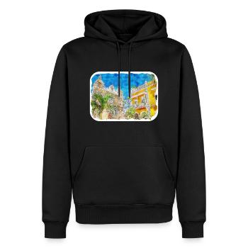 Cartagena Kolumbien Aquarell Skizze Gezeichnet Illustr - Männer Premium Bio Hoodie - Schwarz - Vorne - Nico (187cm)