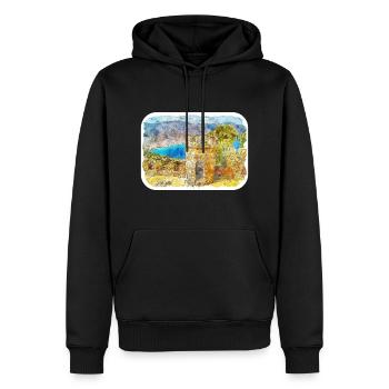 Cartagena Kolumbien Aquarell Skizze Gezeichnet Illustr - Männer Premium Bio Hoodie - Schwarz - Vorne - Nico (187cm)