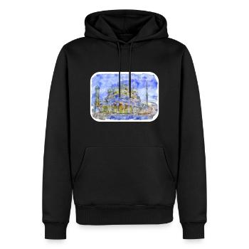 Malaisie Aquarelle Esquisse Dessinée à la Main Illustration - Sweat à capuche Premium bio Homme - noir - Devant - Nico (187cm)