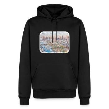 Chicago USA Aquarell Skizze gezeichnete Illustration - Männer Premium Bio Hoodie - Schwarz - Vorne - Nico (187cm)