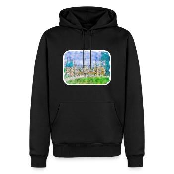 Uk Landmark Watercolor Sketch Painting Illustratio - Men’s Premium Organic Hoodie - black - Front - Nico (187cm)