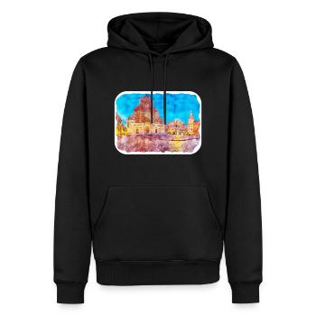 Bologne Italie Aquarelle Esquisse Dessinée Illustration - Sweat à capuche Premium bio Homme - noir - Devant - Nico (187cm)