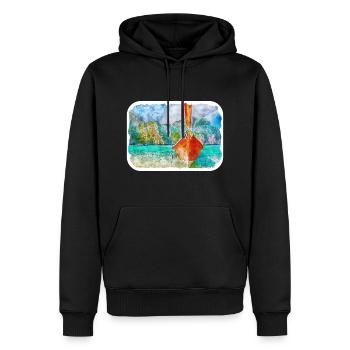 Nature Aquarelle Esquisse Illustration Illustration - Sweat à capuche Premium bio Homme - noir - Devant - Nico (187cm)