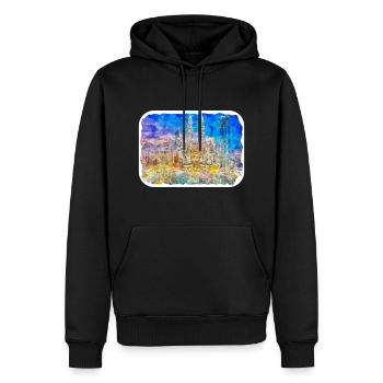 Malaisie Aquarelle Esquisse Dessinée à la Main Illustration - Sweat à capuche Premium bio Homme - noir - Devant - Nico (187cm)