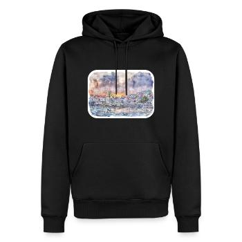 Kroatien Aquarellskizze Handgezeichnete Illustration - Männer Premium Bio Hoodie - Schwarz - Vorne - Nico (187cm)