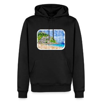 San Sebastian Kroatien Aquarell Skizze gezeichnet Illu - Männer Premium Bio Hoodie - Schwarz - Vorne - Nico (187cm)