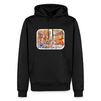 Venise Italie Aquarelle Esquisse Illustration - Sweat à capuche Premium bio Homme - noir - Devant - Nico (187cm)