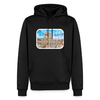 Florence Italie Aquarelle Esquisse Peinture Dessinée - Sweat à capuche Premium bio Homme - noir - Devant - Nico (187cm)