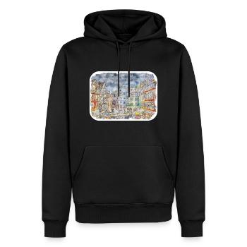 Allemagne Aquarelle Esquisse Dessinée à la main Illustration - Sweat à capuche Premium bio Homme - noir - Devant - Nico (187cm)