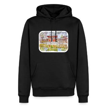 Japan Aquarellskizze Handgezeichnete Illustration - Männer Premium Bio Hoodie - Schwarz - Vorne - Nico (187cm)