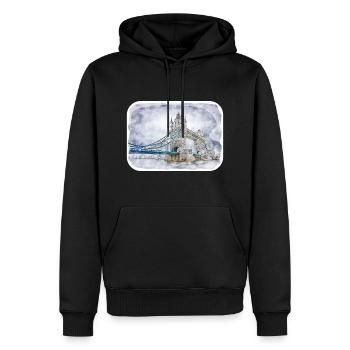 Uk Landmark Watercolor Sketch Painting Illustratio - Men’s Premium Organic Hoodie - black - Front - Nico (187cm)