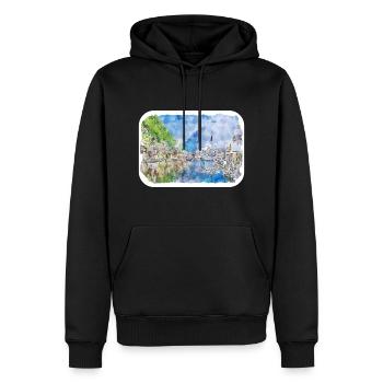 Autriche Aquarelle Esquisse Dessinée à la main Illustration - Sweat à capuche Premium bio Homme - noir - Devant - Nico (187cm)