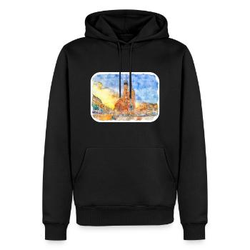 Pologne Repère Aquarelle Esquisse Dessin de peinture - Sweat à capuche Premium bio Homme - noir - Devant - Nico (187cm)