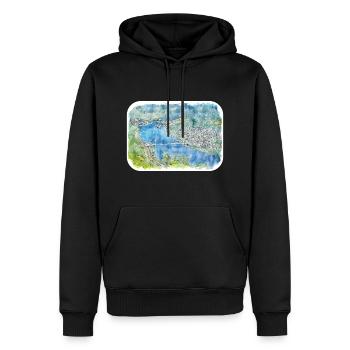 Europa Aquarellskizze Handgezeichnete Illustration - Männer Premium Bio Hoodie - Schwarz - Vorne - Nico (187cm)