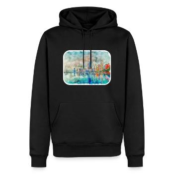 Chicago USA Aquarell Skizze gezeichnete Illustration - Männer Premium Bio Hoodie - Schwarz - Vorne - Nico (187cm)