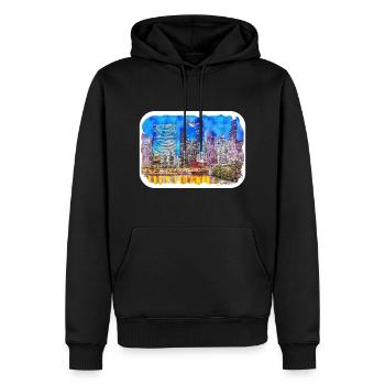 Chicago USA Aquarell Skizze gezeichnete Illustration - Männer Premium Bio Hoodie - Schwarz - Vorne - Nico (187cm)