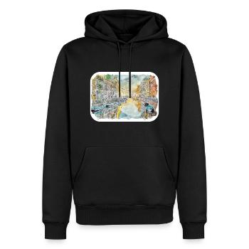 St. Petersburg Russland Aquarellskizze gezeichnet Abbus - Männer Premium Bio Hoodie - Schwarz - Vorne - Nico (187cm)