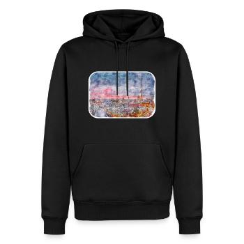 Berlin Allemagne Aquarelle Esquisse Dessinée Peinture - Sweat à capuche Premium bio Homme - noir - Devant - Nico (187cm)