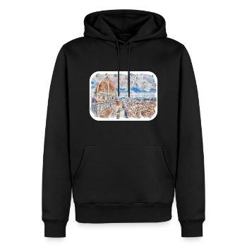 Florence Italie Aquarelle Esquisse Peinture Dessinée - Sweat à capuche Premium bio Homme - noir - Devant - Nico (187cm)