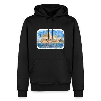 Australie Aquarelle Esquisse Dessinée à la Main Peinture - Sweat à capuche Premium bio Homme - noir - Devant - Nico (187cm)