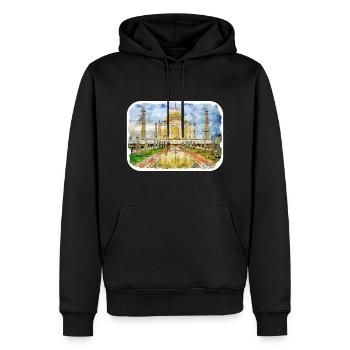 Indien Wahrzeichen Aquarell Skizze Farbe Illustratio - Männer Premium Bio Hoodie - Schwarz - Vorne - Nico (187cm)