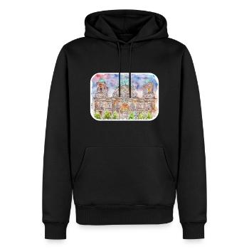 Berlin Allemagne Aquarelle Sketch Illustration - Sweat à capuche Premium bio Homme - noir - Devant - Nico (187cm)