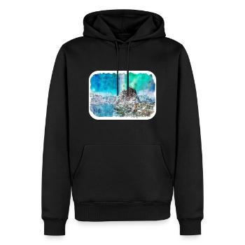 Norvège Aquarelle Esquisse Dessinée à la main Illustration - Sweat à capuche Premium bio Homme - noir - Devant - Nico (187cm)