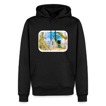 England UK Watercolor Sketch Drawn Illustration - Men’s Premium Organic Hoodie - black - Front - Nico (187cm)
