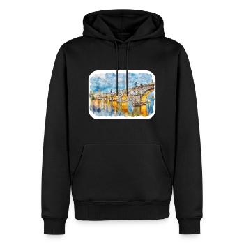 Prag Tschechische Aquarellskizze Malerei Zeichnung - Männer Premium Bio Hoodie - Schwarz - Vorne - Nico (187cm)