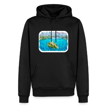 Slowenien Wahrzeichen Aquarell Skizze Illustration - Männer Premium Bio Hoodie - Schwarz - Vorne - Nico (187cm)