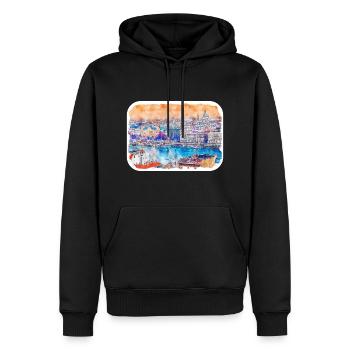 Budapest Ungarn Aquarell Skizze Illustration - Männer Premium Bio Hoodie - Schwarz - Vorne - Nico (187cm)