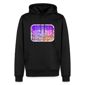 USA Aquarellskizze Handgezeichnete Illustration - Männer Premium Bio Hoodie - Schwarz - Vorne - Nico (187cm)