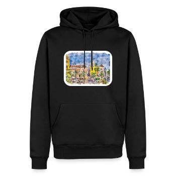 Cartagena Kolumbien Aquarell Skizze Gezeichnet Illustr - Männer Premium Bio Hoodie - Schwarz - Vorne - Nico (187cm)