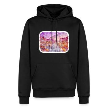 Venedig Italien Aquarell Skizze Malerei Zeichnung - Männer Premium Bio Hoodie - Schwarz - Vorne - Nico (187cm)