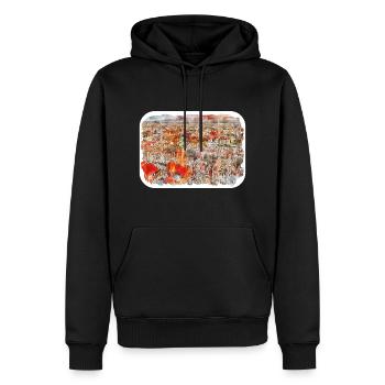 Pologne Repère Aquarelle Esquisse Dessin de peinture - Sweat à capuche Premium bio Homme - noir - Devant - Nico (187cm)