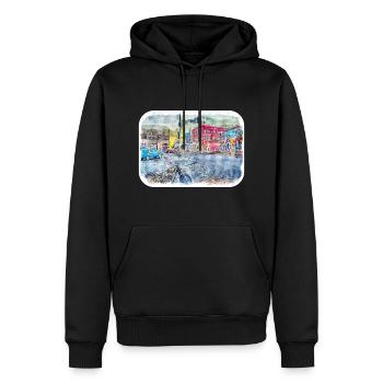 Venedig Italien Aquarell Skizze Malerei Zeichnung - Männer Premium Bio Hoodie - Schwarz - Vorne - Nico (187cm)