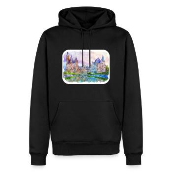 Pologne Repère Aquarelle Esquisse Dessin de peinture - Sweat à capuche Premium bio Homme - noir - Devant - Nico (187cm)