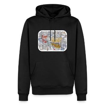 Norvège Aquarelle Esquisse Dessinée à la main Illustration - Sweat à capuche Premium bio Homme - noir - Devant - Nico (187cm)