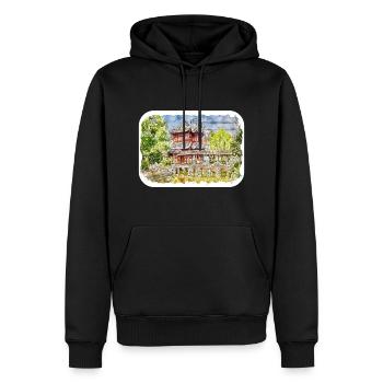 Esquisse d’aquarelle de Chine Illustration dessinée à la main - Sweat à capuche Premium bio Homme - noir - Devant - Nico (187cm)
