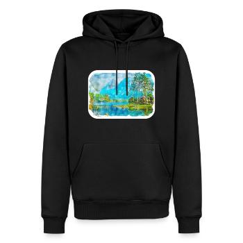Schottland UK Aquarellskizze Gezeichnete Illustration - Männer Premium Bio Hoodie - Schwarz - Vorne - Nico (187cm)