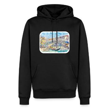 Venedig Italien Aquarellskizze Gezeichnete Illustration - Männer Premium Bio Hoodie - Schwarz - Vorne - Nico (187cm)